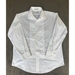 Neil Allyn Formal Tuxedo Shirt Men Size Large White Cotton Long Sleeve Button-Up